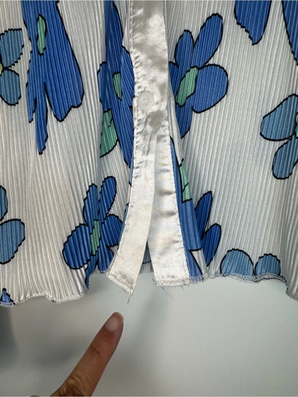 Retro Blue Floral Pleated Blouse Skirt Matching Set Festival Boho Hippie Groovy